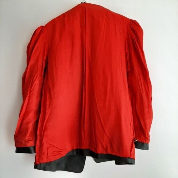VINTAGE Genuine Leather Jacket Blazer Pleated Shoulders Sz M | Eur 38 - Picture 13 of 16